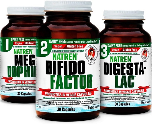 [BRSWIE33ARYGEDTY] Sistema de inicio saludable de Natren Sistema de suplementos probióticos gratuitos para una mejor digestión, 30 cápsulas (Pack of 3)