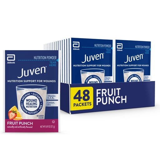 [BRSWGYIBDN6GG3Q6] Juven Therapeutic Nutrition Drink Powder Including Collagen Peptides, Amino Acids, and HMB For Wound Healing Support, Fruit Punch, 48 Packets