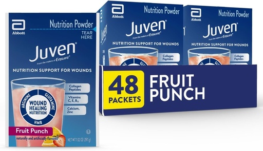 [BRSWGYIBDN6GG3Q6] Juven Therapy Nutrition Drink Milteliai įskaitant Collagen Peptides, Amino rūgštys, ir HMB Žaizdų gydimo parama, Vaisių punch, 48 Paketai