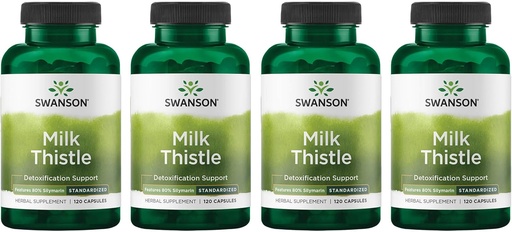 [BRSRMEIFO4MWCCAU] Swanson Milk Thistle (Standardized) - Herbal Liver Support Supplement w/ 80% Silymarin - Natural Formula Helping to Maintain Overall Health & Wellbeing - (120 Capsules) (4 Pack)