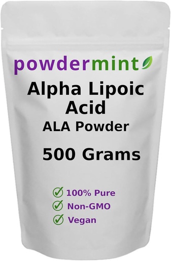 [BRSWYFA5AQMWCCLP] Alpha Lipoic Acid Powder (RS-ALA, Pure ALA) (Multiple Sizes) Antioxidant (ALA Powder) Scoop Included