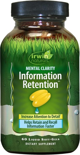[BRSWKGYFOEHGMAL2] Irwin Naturals Mental Clarity Information Retention - 60 Liquid Soft-Gels - Hilft, die Aufmerksamkeit auf Detail & Retain and Recall Information Faster - 30 Total Servings