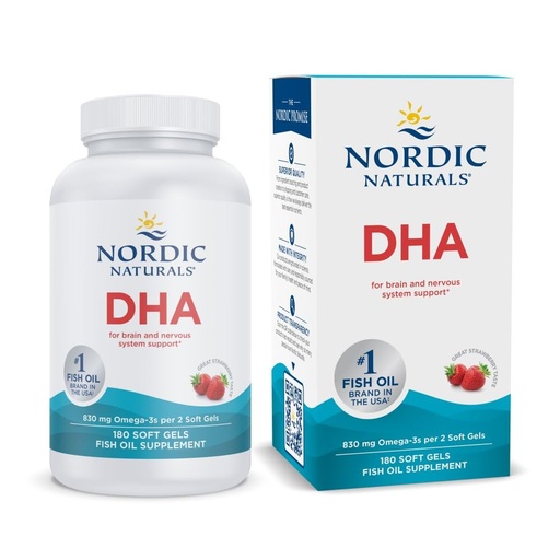 [BRSWIYAKCIOGC3DM] Nordic Naturals DHA, Strawberry - 180 Soft Gels - 830 mg Omega-3 - High-Intensity DHA Formula for Brain & Nervous System Support - Non-GMO - 90 Servings