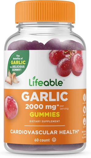 [BRSW2EL7BUPWECTU] Lifeable Garlic Gummies - 2000 mg - Great Tasting Natural Flavor Gummy Vitamin Supplement - Gluten Free, Vegetarian, GMO Free Chewable - for Adults 90 Gummies