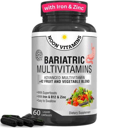 [BRSRAFQTCMPQY33Z] Bariatric Multivitamin with Iron for Women & Men - All-in-One 42 Superfood Blend for Energy & Immune Support - Post-Surgery Recovery, Easy-to-Swallow, Halal, Made in USA (60 Liquid Capsules)