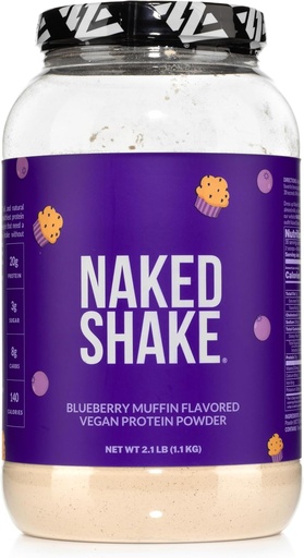 [BRSRO2YHBUMRE3L4] Naked Shake - Blueberry Muffin Protein Powder - Flavored Plant Based Protein from US & Canadian Farms with MCT Oil, Gluten-Free, Soy-Free, No GMOs or Artificial Sweeteners - 30 Servings