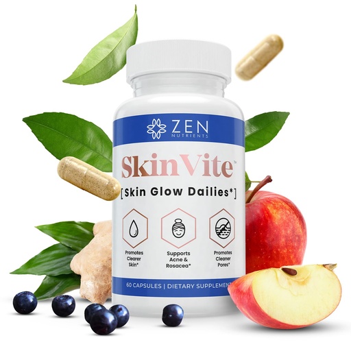 [BRSROBIZCRYBGGY6] Zen Nutrients SkinVite Natural Skin Supplement for Women, Men & Teens - Hormonal Breakouts & Clear Skin Support Supplement - Detoxifying Vitamin for Acne and Digestion Support
