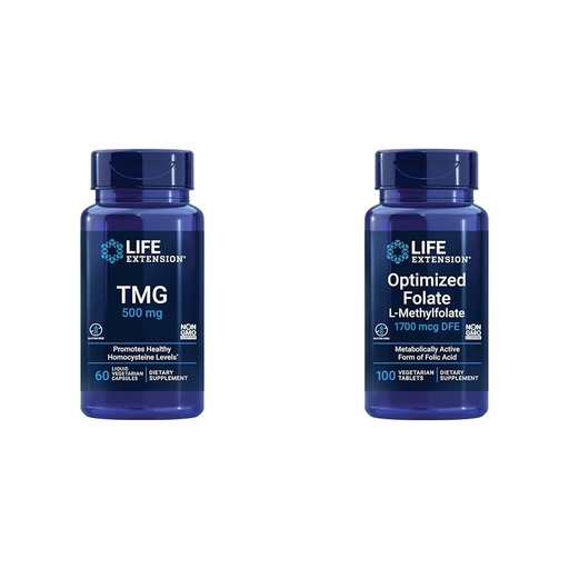 [BRSROAIQAFYQGD35] Life Extension TMG 500 mg – Trimethylglycine Supplement – Encourages Healthy Homocysteine Levels – Gluten-Free – Non-GMO – Vegetarian – 60 Liquid Vegetarian Capsules & Optimized Folate