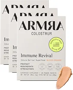 [BRSROGLYB56BAE3L] ARMRA Colostrum™ Premium Powder, Grass Fed, Gut Health Bloating Immunity Skin & Hair, Contains 400+ Bioactive Nutrients, Keto, Gluten & Fat Free (Blood Orange Bundle | 90 Servings)