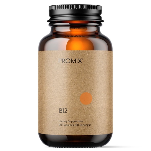 [BRSRAZD3BYDWA2TO] Promix Nutrition Vitamin B12 Supplement - 1000mcg as Methylcobalamin - Gut friendly - 90 count