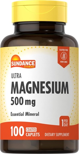 [BRSWKYYHB4MQ22YV] Sundance Magnesium Supplement | 500mg | Oxide | 100 Coated Caplets | Vegetarian, Non-GMO and Gluten Free