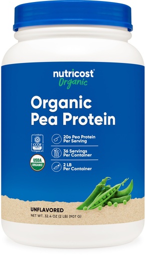 [BRSWYYY2AF7GOEL5] Nutricost Organic Pea Protein Isolate Powder (2LBS) - Unflavored, Certified USDA Organic, Protein from Plants, Vegetarian Friendly, Gluten Free, Non-GMO