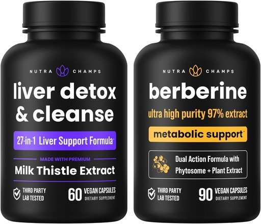 [BRSRAFL6AUPQYCLV] NutraChamps Liver Cleanse & Detox Capsules & Berberine Capsules