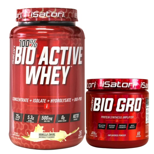 [BRSRAZICBMIQA3Q3] iSatori Bio-GRO Vanilla Ice Cream (60 Servings) & Bio-Active Whey Protein Powder Unflavored (30 Servings)