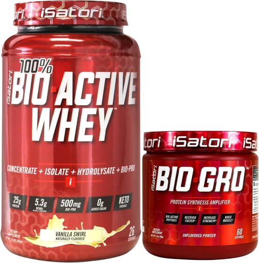 [BRSRAZICBMIQA3Q3] iSatori Bio-GRO Vanilla Ice Cream (60 Servings) & Bio-Active Whey Protein Powder Unflavored (30 Servings)