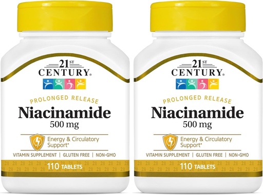 [BRSRAY35DF6BA3DX] 21世纪 Niacinamide 500 mg 长期释放药片,110-Count(包装2)