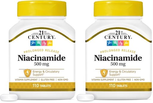 [BRSRAY35DF6BA3DX] 21st Century Niacinamide 500 mg Prolonged Release Tablets, 110 Count (Pack of 2)