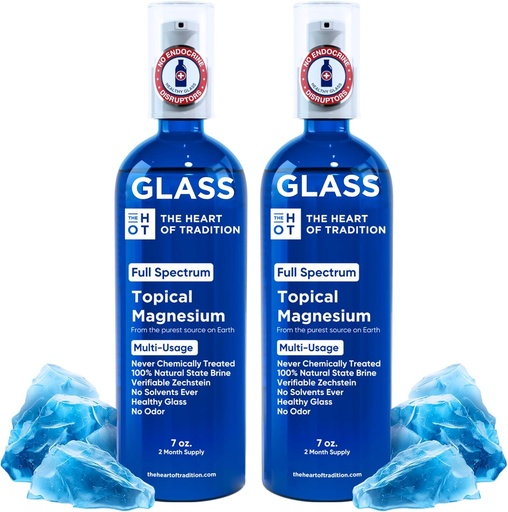 [BRSWGFT4BV7QMF3F] Botella de vidrio de la antigua Zechstein Sea y Trace Mineral 7 floz - Aceite de rayos de magnesio puro transdérmico para pies, relajación muscular, calambres de las piernas, sueño y salud general