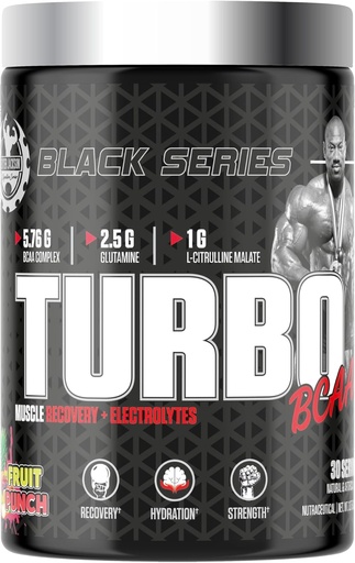 [BRSRAZYKCUCWMEI3] Black Series Turbo BCAA | Advanced Muscle Recovery Formula for Enhanced Performance | 30 Servings, 390 Gram (Regular, Fruit Punch)