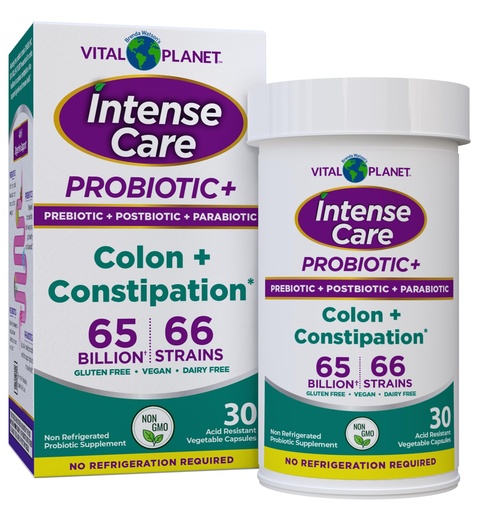 [BRSRAYY5O4HWOE35] Vital Planet - Intense Care Colon & Constipation Probiotics Plus Organic Prebiotics, Postbiotics, Parabiotics, Complete 4-in-1 Health Supplement for Adults, 65 Billion CFU, 66 Strains, 30 ct