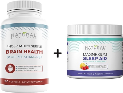[BRSRAZITAEMWG2TD] Natural BioScience Soy-Free Phosphatidylserine 100mg & Magnesium Sleep Powder Supplement Bundle - Ultimate Brain Health & Relaxation Support