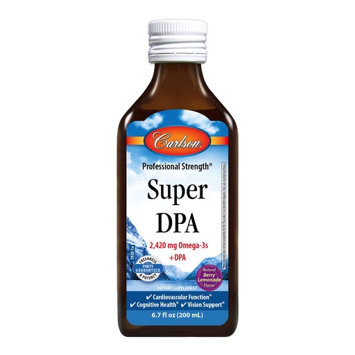 [BRSRMFLQOF5AA2TH] Carlson - Super DPA, 2,420 mg Omega-3s, 300 mg DPA, Heart Health, Cognitive Function, Berry Lemonade, 200 mL (6.7 fl oz)