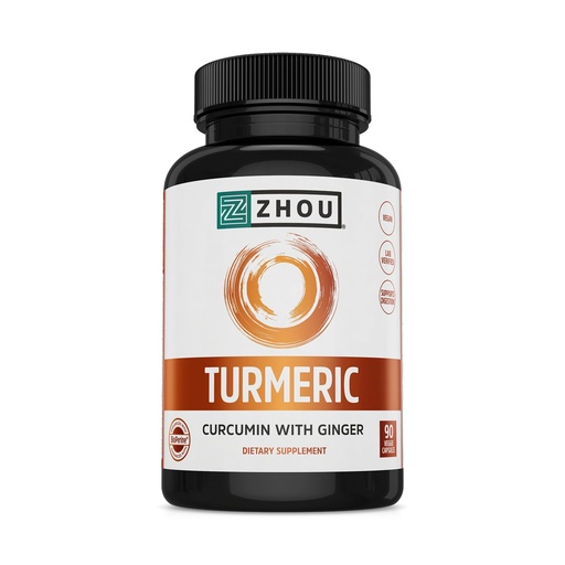 [BRSWKHYOOEEBM3I5] Zhou Turmeric Curcumin with Ginger - Turmeric and Ginger Supplement for Women and Men, Curcuminoids with Black Pepper Extract for Digestion and Digestive Health - 90 Veggie Capsules