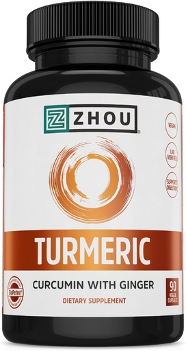 [BRSWKHYOOEEBM3I5] Zhou Turmeric Curcumin with Ginger - Turmeric and Ginger Supplement for Women and Men, Curcuminoids with Black Pepper Extract for Digestion and Digestive Health - 90 Veggie Capsules
