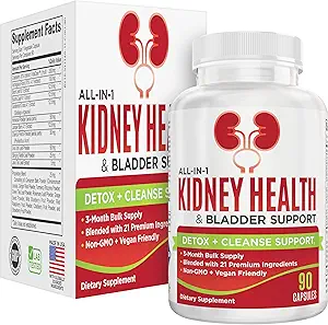 [BRSRAEA7B4MREG34] Kidney & Bladder (3-Month) Health Support Supplement | All-in-1 Urinary Tract Supplements with 21 Active Ingredients | Kidney Cleanse Detox Support Nutrients | 90-Day Bulk Supply | 90 Capsules