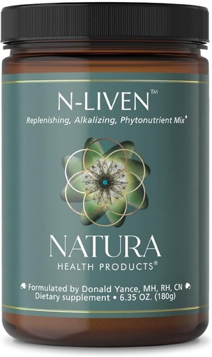 [BRSRMGT6CV5QIAL5] Natura Health Products N-liven Supplement - Organic Superfood Greens Powder Drink - including Spirulina & Chlorophyll - Premier Blend of Barley Grass, Kale, Spinach, Goji Berry, Raspberry (180 Grams)