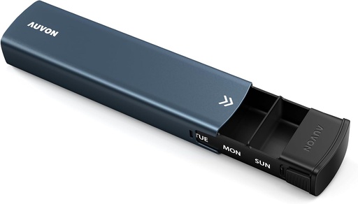 [BRSROHA7CIGR6CAU] AUVON Metall Weekly Pill Organizer mit Slide Design, stilvolle Reise Pille Box 7 Tag für Datenschutz, Aluminium-Legierung Pille Case mit großen Bestandteil für Ergänzungen, Fischöl (Dark Blue)