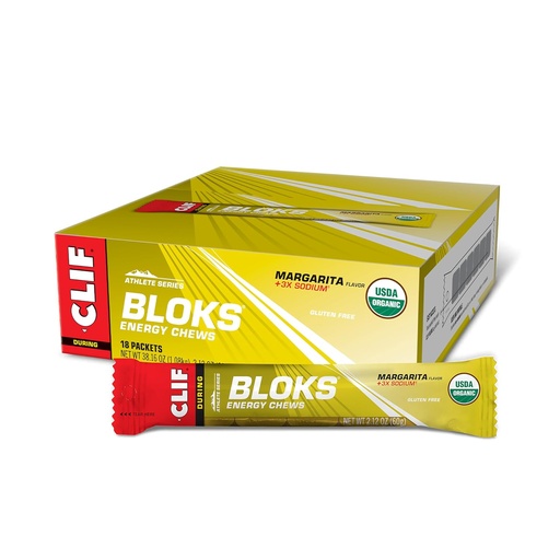 [BRSWIZINO4PBS3D2] CLIF BLOKS - Margarita Flavor with 3X Sodium - Energy Chews - Non-GMO - Plant Based - Fast Fuel for Cycling and Running - Quick Carbohydrates and Electrolytes - 2.12 oz. (18 Count)