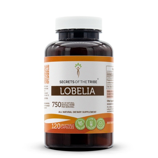[BRSWGBL6CQCRA2QV] Secrets of the Tribe Lobelia 120 Capsules, 750 mg, Responsibly farmed Lobelia Inflata Dried Herb (120 Capsules)