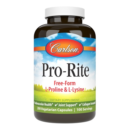 [BRSW2FD5BYBBSHTA] Carlson - Pro-Rite, Free-Form L-Proline & L-Lysine, Health, Joint Support & Collagen Formation, 200 Capsules