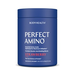BodyHealth PerfectAmino Powder - BCAA and EAA Powder for Pre and Post Workout - Amino Acid Energy Drink for Men and Women to Support Lean Muscle and Recovery - Strawberry - 120 Servings