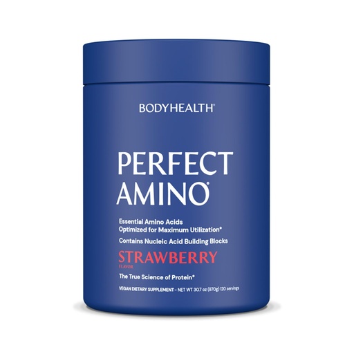 [BRSW2CYPOUMAID3F] BodyHealth PerfectAmino Powder - BCAA and EAA Powder for Pre and Post Workout - Amino Acid Energy Drink for Men and Women to Support Lean Muscle and Recovery - Strawberry - 120 Servings