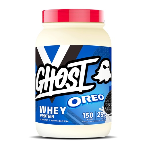 [BRSW22YYC55Q2YIZ] GHOST Whey Protein Powder, Oreo - 2LB, 25G of Protein - Whey Protein Blend -Post Workout Fitness & Nutrition Shakes, Smoothies, Baking & Cooking - Cookie Pieces Inside