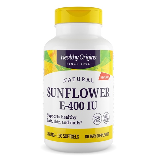 [BRSWIHAKOMJQIG3C] Healthy Origins Sunflower Vitamin E-400 IU (Non-GMO, Gluten Free, Soy Free, Hair Support, Nail Support, Skin Support, Cardiovascular Support), 120 Softgels