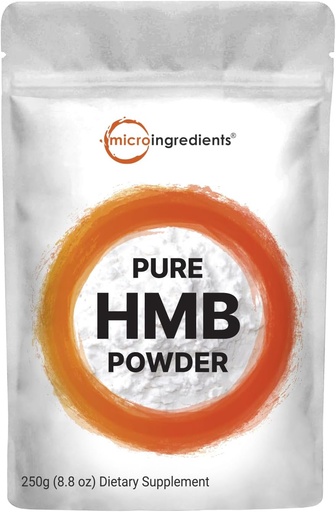 [BRSWGEI3CJ7BUEYY] Micro Ingredients Pure HMB Powder, 250 Grams, Powerfully Supports Muscle Stamina, Endurance and Strength, No GMOs and Vegan Friendly