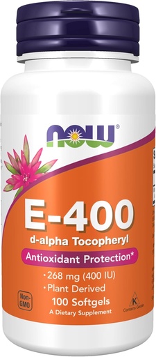 [BRSWIYYPOMNWEGD4] NOW Supplements, Vitamin E-400 IU, D-Alpha Tocopheryl, Antioxidant Protection, Softgels, 100 Count (Pack of 1)