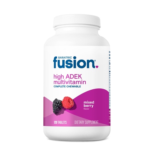 [BRSWKHDZAIFG2CT3] Bariatric Fusion Chewable Multivitamin with High ADEK Vitamins | Multi for Duodenal Switch Patients | Mixed Berry Flavored Tablets | with Iron and Calcium | One Month Supply