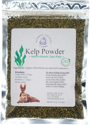 [BRSRMBQ6BF7GO3Y7] Kelp Powder for Dogs/Cats, Natural North Atlantic Ocean Sea Kelp, Vitamins Minerals and Antioxidants for Ultimate Health (4 Ounce)