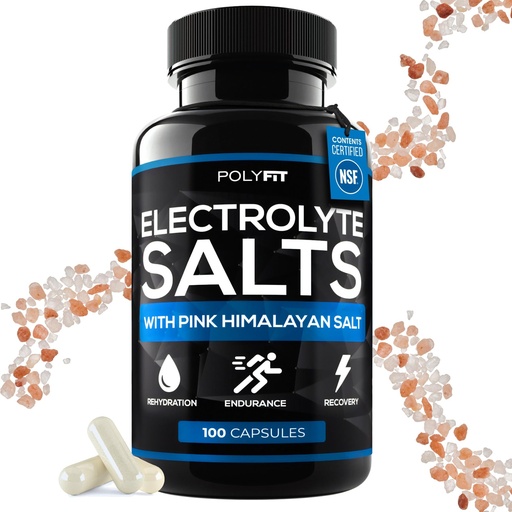 [BRSWGGD5ORYQ2ET4] Polyfit Electrolyte Salts - 100 Salt Pills - NSF Certified - Electrolytes Replacement Salt Tablets for Runners - Supplement for Rapid Hydration, Recovery, and Endurance