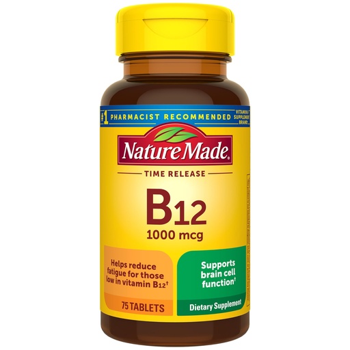 [BRSWK2QMAIMRSCDU] Nature Made Vitamin B12 1000 mcg, B12 Vitamins, Dietary Supplement for Energy Metabolism Support, 75 Time Release Tablets, 75 Day Supply