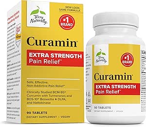 [BRSRMFQOARYAE2DG] Terry Naturally Curamin Extra Strength - Curcumin & Boswellia for Healthy Circulation Support - Turmeric Supplement to Support Joints, Muscle Health & Endorphin Production - 90 Tablets