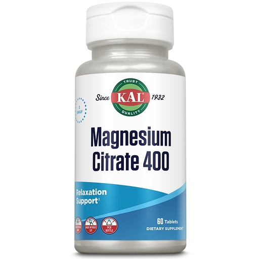 [BRSWIY32BAGRUGA5] KAL Magnesium Citrate 400mg, Magnesium Supplement for Healthy Muscle Function, Relaxation, Nerve and Circulation Support, Rapid Disintegration ActivTabs, Vegan, Gluten Free, 30 Servings, 60 Tablets