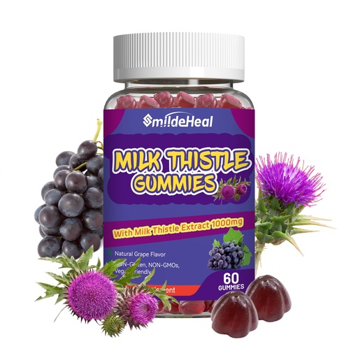 [BRSRA2YHBV4AYC36] Milk Thistle Gummies, Milk Thistle Extract 1000mg, Liver Detox, Antioxidant Support, Non-GMOs, Non-Gluten, Vegan, Milk Thistle Supplement, 60 Count