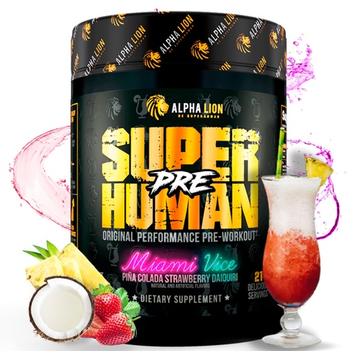 [BRSW2GA6DMHROD3Z] ALPHA LION Superhuman Pre Workout Powder, Beta Alanine, L-Taurine & Tri-Source Caffeine for Sustained Energy & Focus, Nitric Oxide & Citrulline for Pump (21 Servings, Miami Vice)