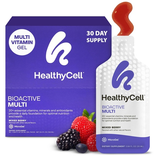 [BRSWGAQFCV6RYHI6] Healthycell Bioactive Daily Liquid Multivitamin for Men & Women – 20+ Essential Vitamins, Minerals & Antioxidants for Brain, Heart, Immunity, Energy, Skin & Hair Support - 30 Gel Packs