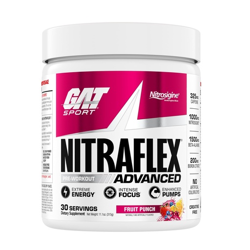 [BRSWIZIZOQGRWDI5] GAT SPORT Nitraflex Advanced Pre-Workout Powder, Increases Blood Flow, Boosts Strength and Energy, Improves Exercise Performance, Men & Women (Fruit Punch, 30 Servings)